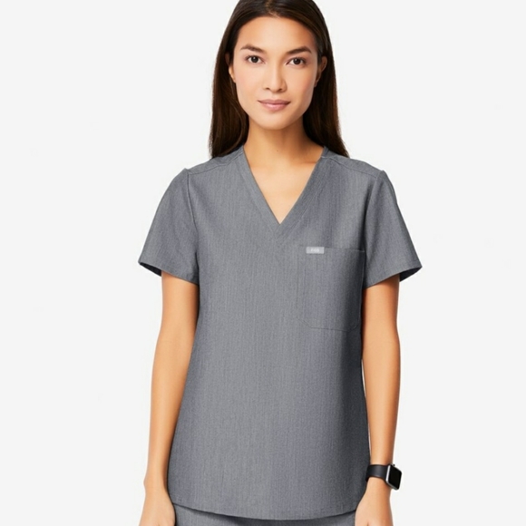 FIGS Catarina One-Pocket Scrub Top Gray SzS - Picture 1 of 8